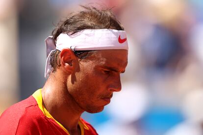 Nadal, el 29 de julio durante el partido contra Djokovic en la Philippe Chatrier de París.