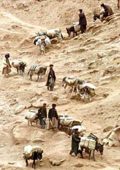 Una caravana de burros cargados con mercancías, cerca de Sareeq Mamaie, en el norte de Afganistán.