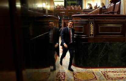 El presidente del Gobierno, Pedro Sánchez, este miércoles en la Cámara baja.