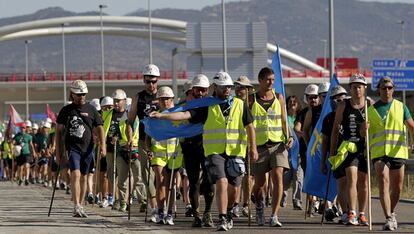 La denominada "marcha norte", procedente de Castilla y León y Asturias, a su llegada al municipio de Las Rozas