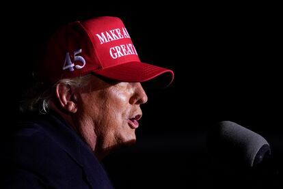 El presidente Trump durante un acto de campaña este lunes.