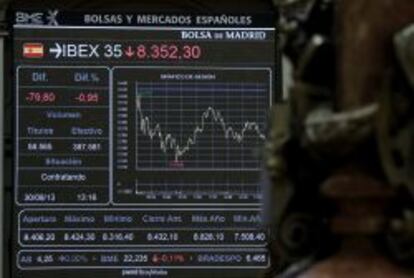 Imagen de la cotización del Ibex en la Bolsa de Madrid.