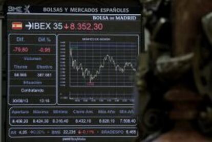 Imagen de la cotizaci&oacute;n del Ibex en la Bolsa de Madrid. 