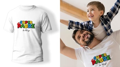 camiseta personalizada barata con estilo Super Mario Bros para regalar en el día del padre.