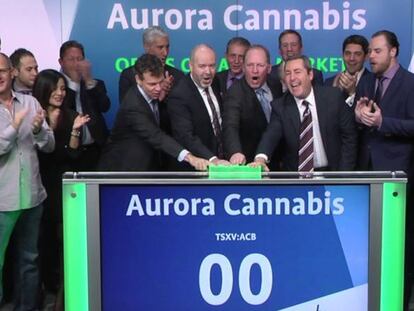 El equipo directivo de Aurora Cannabis en la salida a Bolsa de la compa&ntilde;&iacute;a.
