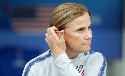 Jill Ellis, seleccionadora de Estados Unidos, durante el partido de cuartos contra Francia. 