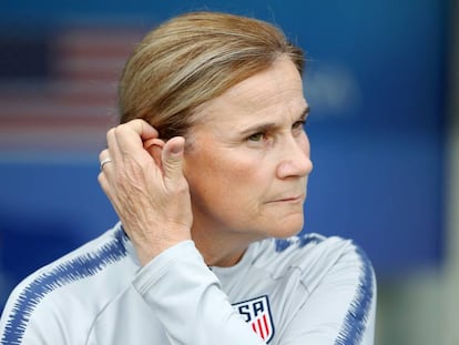 Jill Ellis, seleccionadora de Estados Unidos, durante el partido de cuartos contra Francia. 