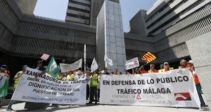 Protestas durante la anterior huelga de los examinadores de tráfico.