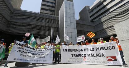 Protestas durante la anterior huelga de los examinadores de tráfico.