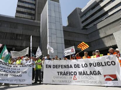 Protestas durante la anterior huelga de los examinadores de tráfico.