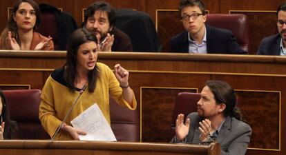 Irene Montero durante una de sus intervenciones parlamentarias.