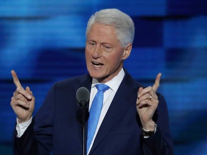 Un instante del discurso del expresidente Bill Clinton.