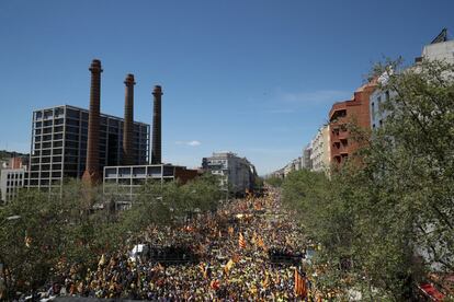 Ambiente durante la manifestacin en Barcelona.