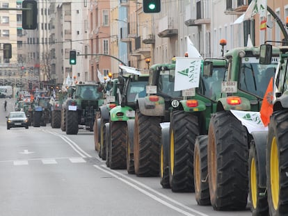 Protesta de agricultores por el aumento de costes de producción, la semana pasada en Cuenca.
