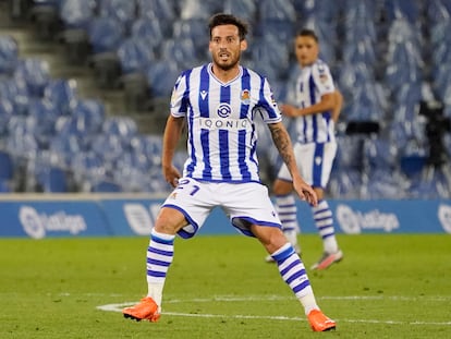 David Silva, contra el Real Madrid en Anoeta.