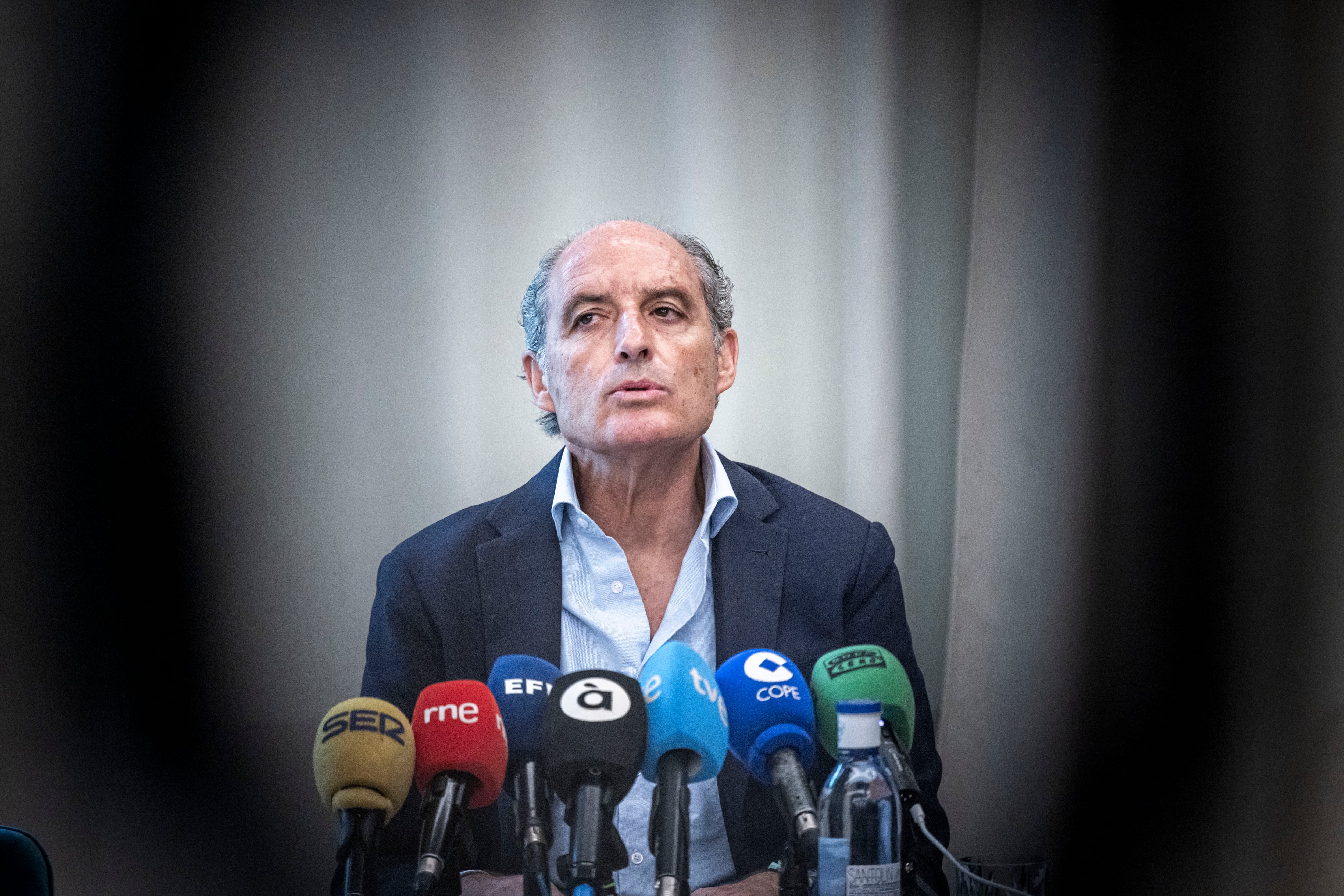 El expresidente de la Generalitat Valenciana Francisco Camps, durante la rueda de prensa ofrecida este miércoles en un céntrico hotel de Valencia.