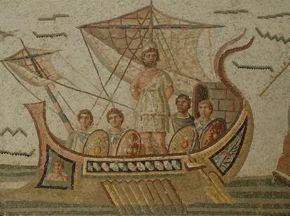 Mosaico de Ulises y las sirenas, en el Museo del Bardo de Túnez.