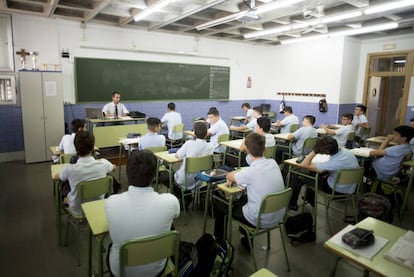 Una clase de educación diferenciada por sexos del colegio Altair, en Sevilla. 