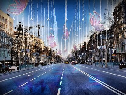 La iluminación navideña que será colocada en el Paseo de Gràcia, en Barcelona