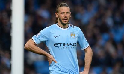 Martín Demichelis, en un partido con el Manchester City.