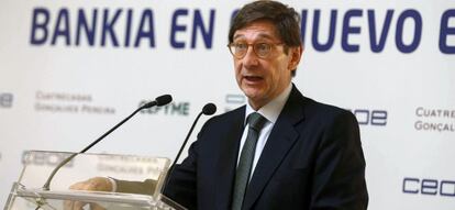 El presidente de Bankia, Jos&eacute; Ignacio Goirigolzarri, durante su intervenci&oacute;n en el IV Encuentro Empresarial organizado por CEOE y CEPYME donde habl&oacute; sobre &quot;El sistema financiero espa&ntilde;ol. Bankia en el nuevo entorno&quot;.