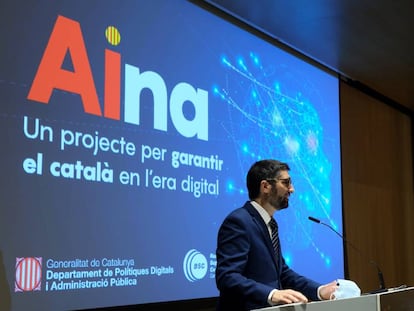 El conseller Jordi Puigneró en la presentació d'Aina.