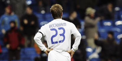 David Beckham, durante un partido en su etapa en el Real Madrid.