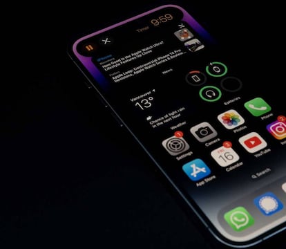 Pantalla iPhone 14 Pro con apps