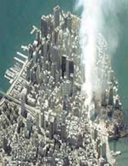 Imagen de Manhattan (Nueva York) tomada por un satélite el 12 de septiembre de 2001, al día siguiente del atentado a las Torres Gemelas.