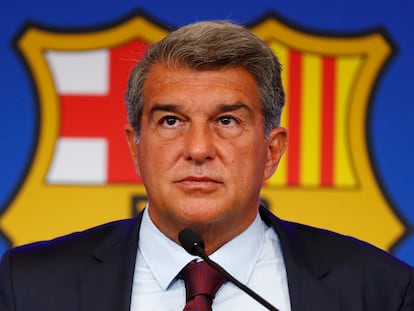 Joan Laporta, durante una rueda de prensa.