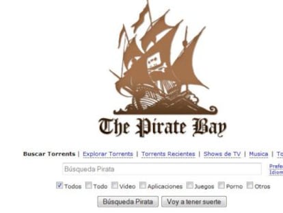 Portada de la página The Pirate Bay.