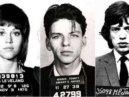 Jane Fonda, Frank Sinatra y Mick Jagger son algunas de las estrellas que han dejado para la posteridad imágenes de sus detenciones por diferentes delitos.