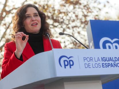 Díaz Ayuso, durante su intervención en el acto organizado el día 3 por el PP en Madrid en defensa de la igualdad.