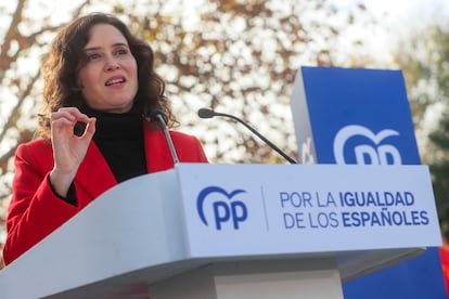 Díaz Ayuso, durante su intervención en el acto organizado el día 3 por el PP en Madrid en defensa de la igualdad.