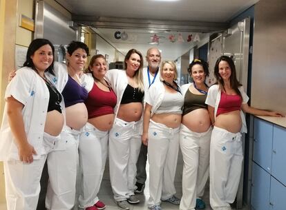 La foto que se hizo viral, en octubre de 2019, con las enfermeras embarazadas del Servicio de Neonatología de Vall d'Hebron.