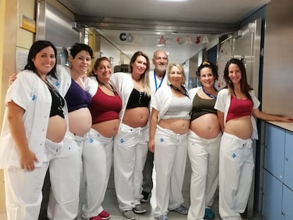 La foto que se hizo viral, en octubre de 2019, con las enfermeras embarazadas del Servicio de Neonatología de Vall d'Hebron.