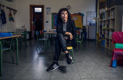 Mónica Viña, directora del CEIP La Laguna, en la nueva ubicación del centro, en Los Llanos de Aridane (La Palma). 