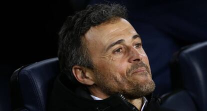 Luis Enrique, a la banqueta del Camp Nou contra el Celta.