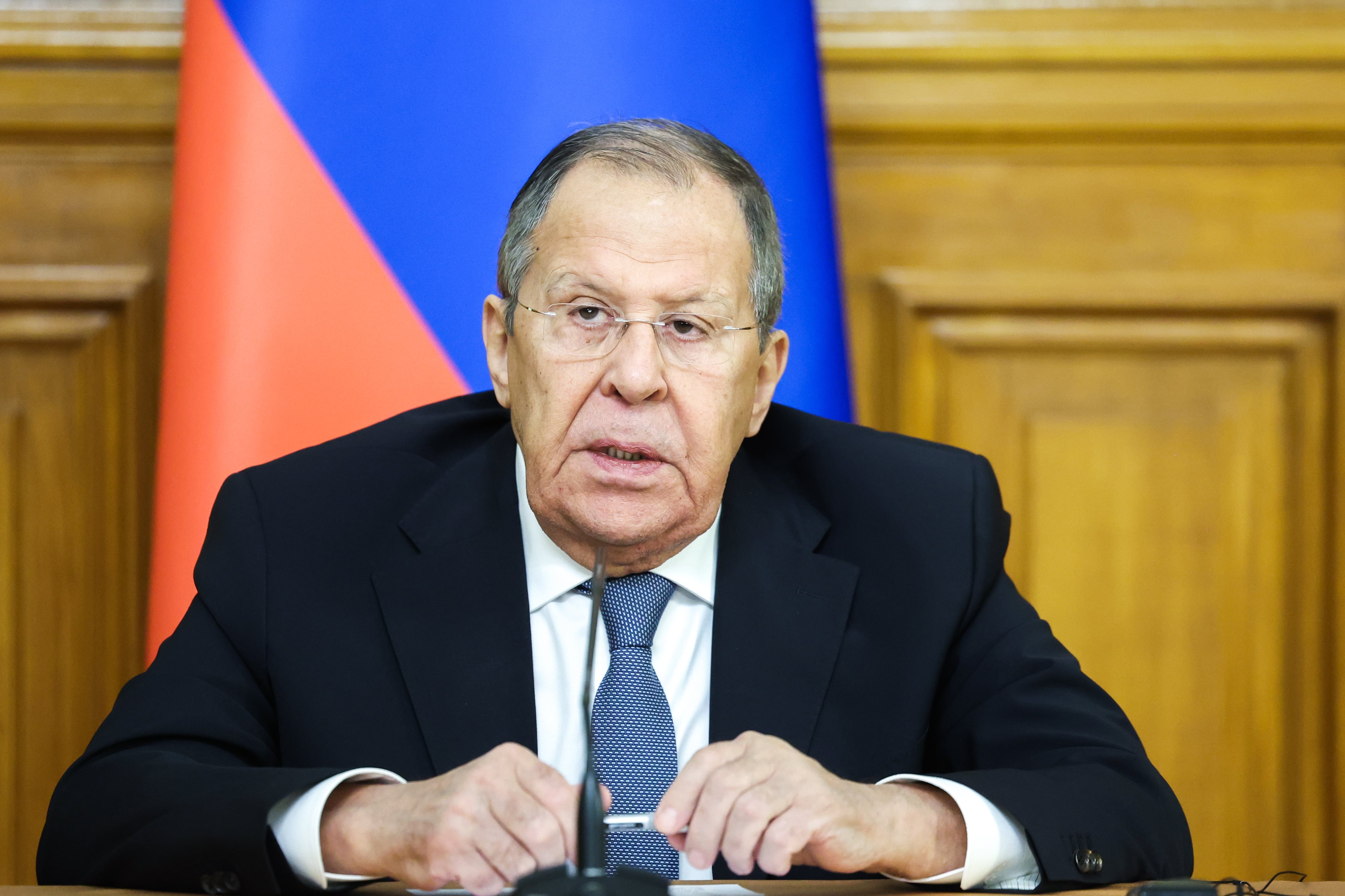 El ministro de Exteriores ruso, Serguéi Lavrov, tras la recepción este martes del jefe de la diplomacia etíope, Gedion Timotheos