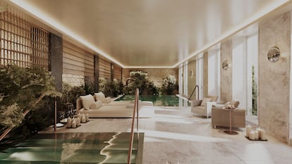 Recreación de la piscina cubierta del edificio.