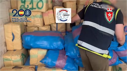 Parte de los fardos intervenidos en el interior del camión frigorífico en la Operación San Pedro de Almería.