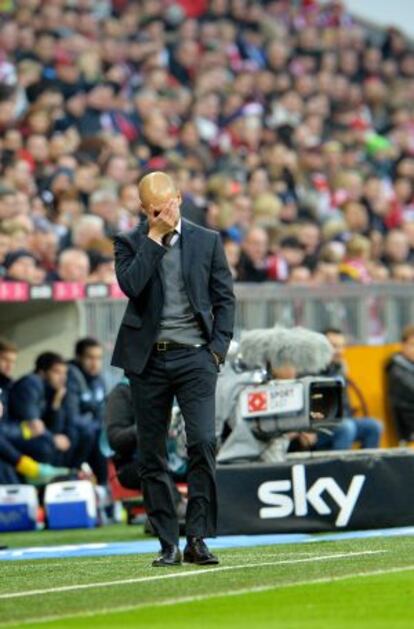 Pep Guardiola, en un momento del partido ante el Hoffenheim.