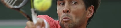 Verdasco, durante su encuentro con Taro Daniel.