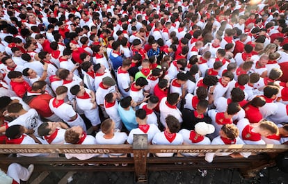 Momentos previos al inicio del séptimo de los Sanfermines. 
