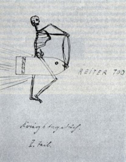 Dibujo realizado por Ernst Jünger en sus diarios de guerra.