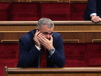 El secretario de Organización del PSOE, Santos Cerdán, el martes en el Congreso.