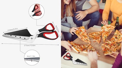 Este modelo de tijeras son ideales para hacer cortes en pizzas y tienen una longitud total de casi 30 centímetros.