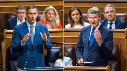 Combo formado por Pedro Sánchez y Alberto Núñez Feijóo con imágenes tomadas este miércoles en el Congreso.