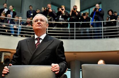 El antiguo jefe de Volkswagen, Martin Winterkorn, en el Bundestag, donde declaró por el escándalo de emisiones, en 2017.