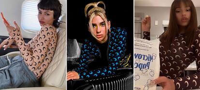 Úrsula Corberó, Dua Lipa y Rosalía con top de la diseñadora Marine Serre.